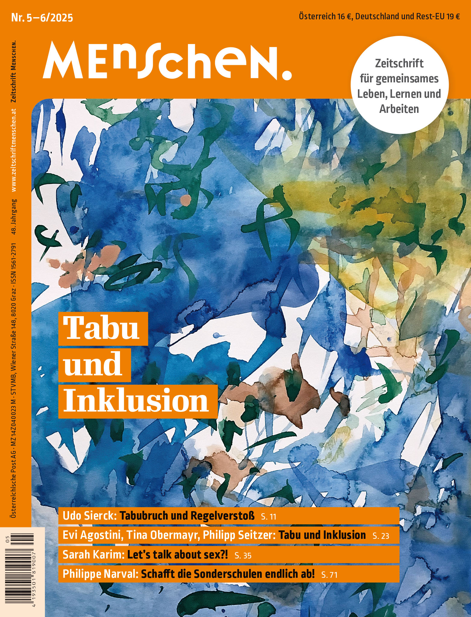 Titelbild Ausgabe 5-6/2025 "Tabu und Inklusion" 5-6/2025